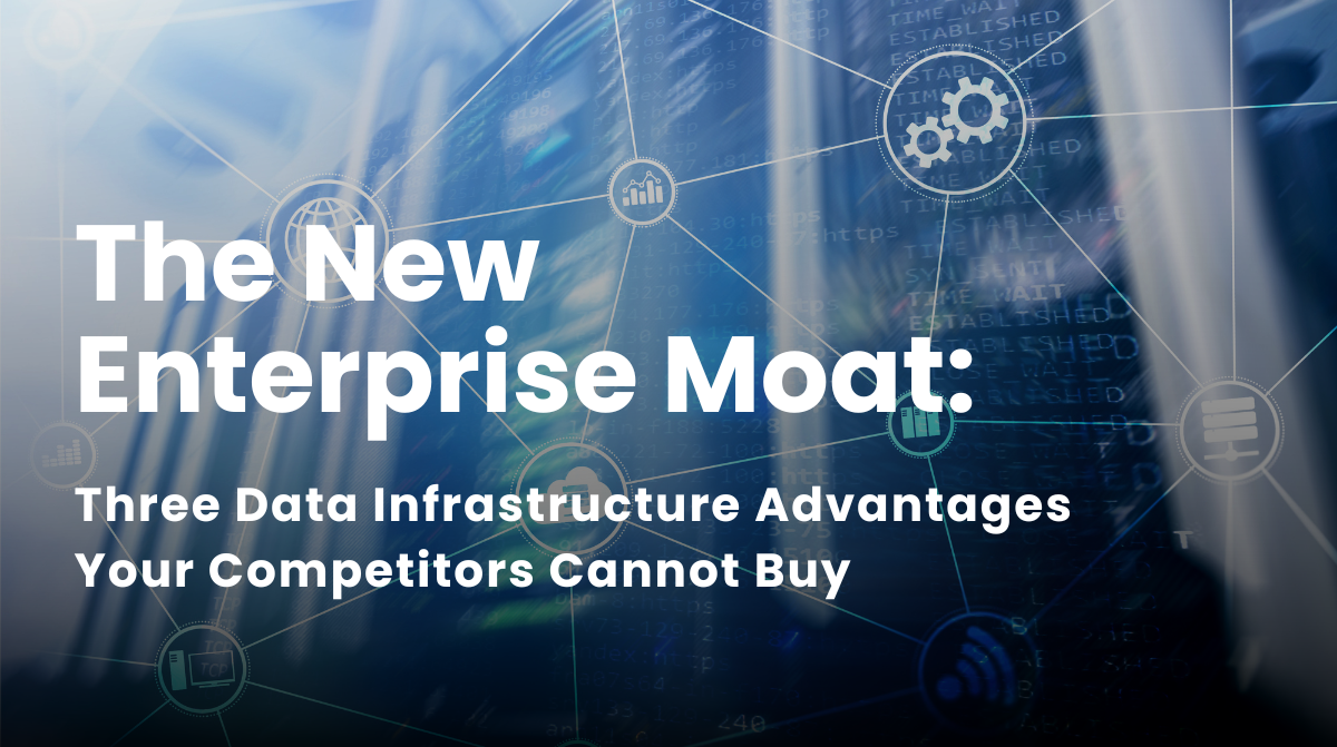 Illustration of the Three Data Intelligence Moats: autonomous data pipelines, persistent identity resolution, and real-time customer activation.